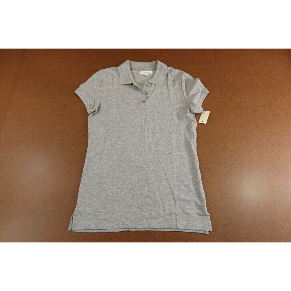 Aeropostale Womens Size Large Heather Gray Short Sleeve Uniform‎ Polo Shirt NWT